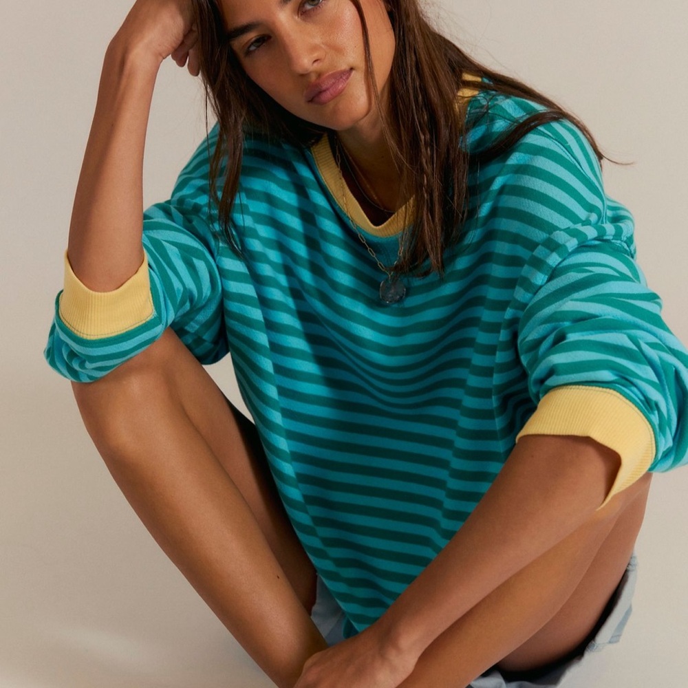 Free People We The Free | Classic Striped Oversized Crewneck | XS - Picture 2 of 16